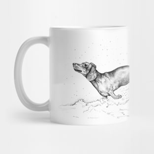 Dachshund, dog lover, daschund in the snow, doggy present, sausage dog Mug